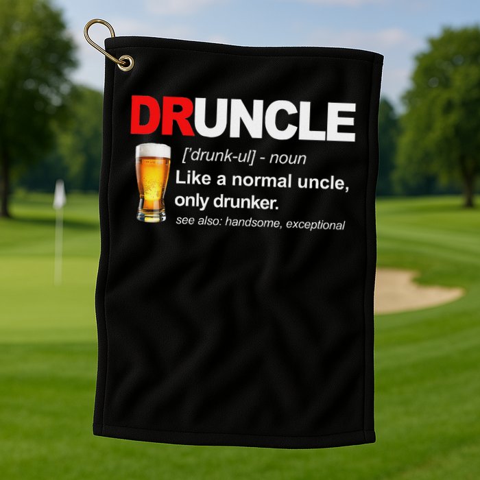 Vintage Druncle Funkle Beer Funny For Drunk Uncle Golf Towel