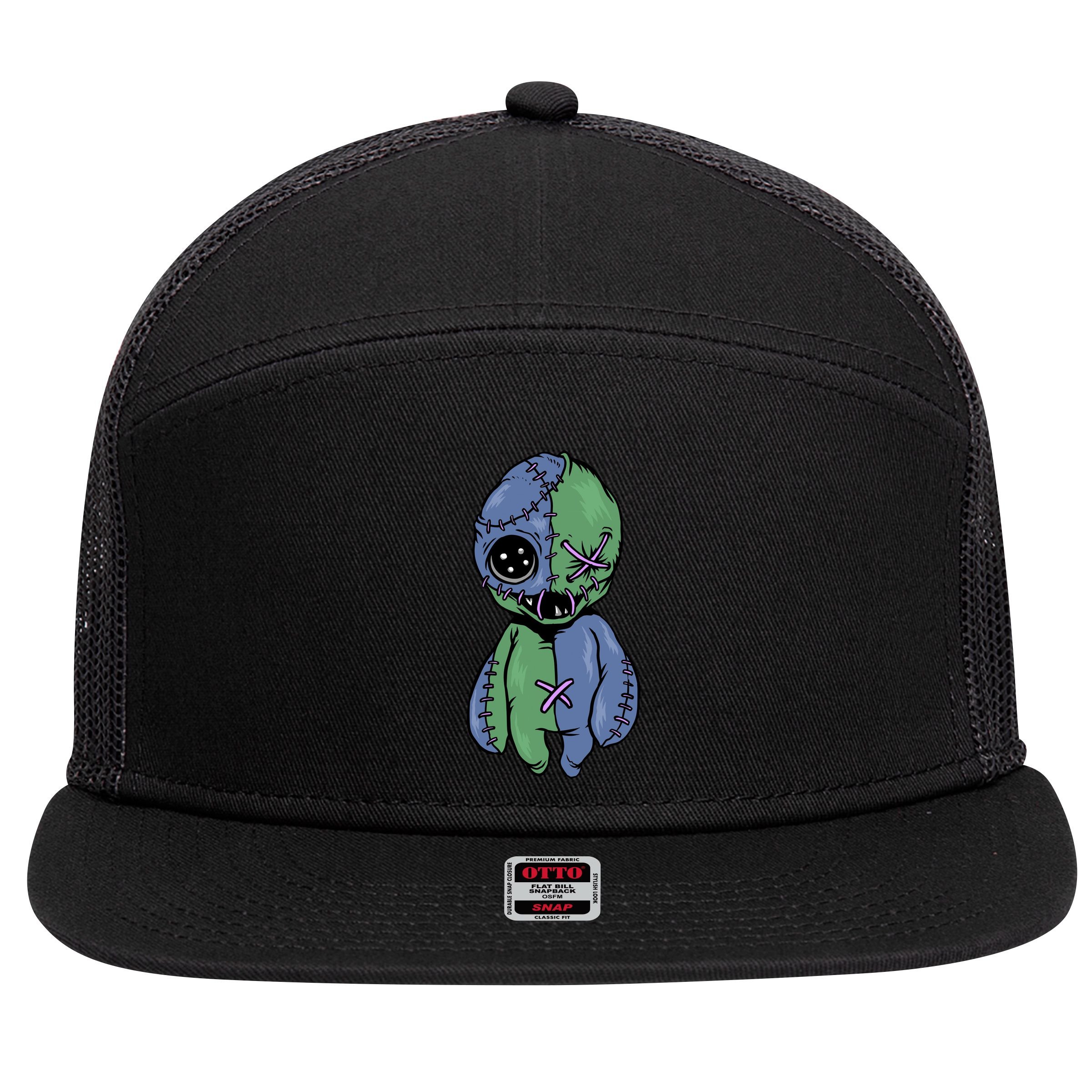 Vodoo Doll Funny Creepy 7 Panel Mesh Trucker Snapback Hat