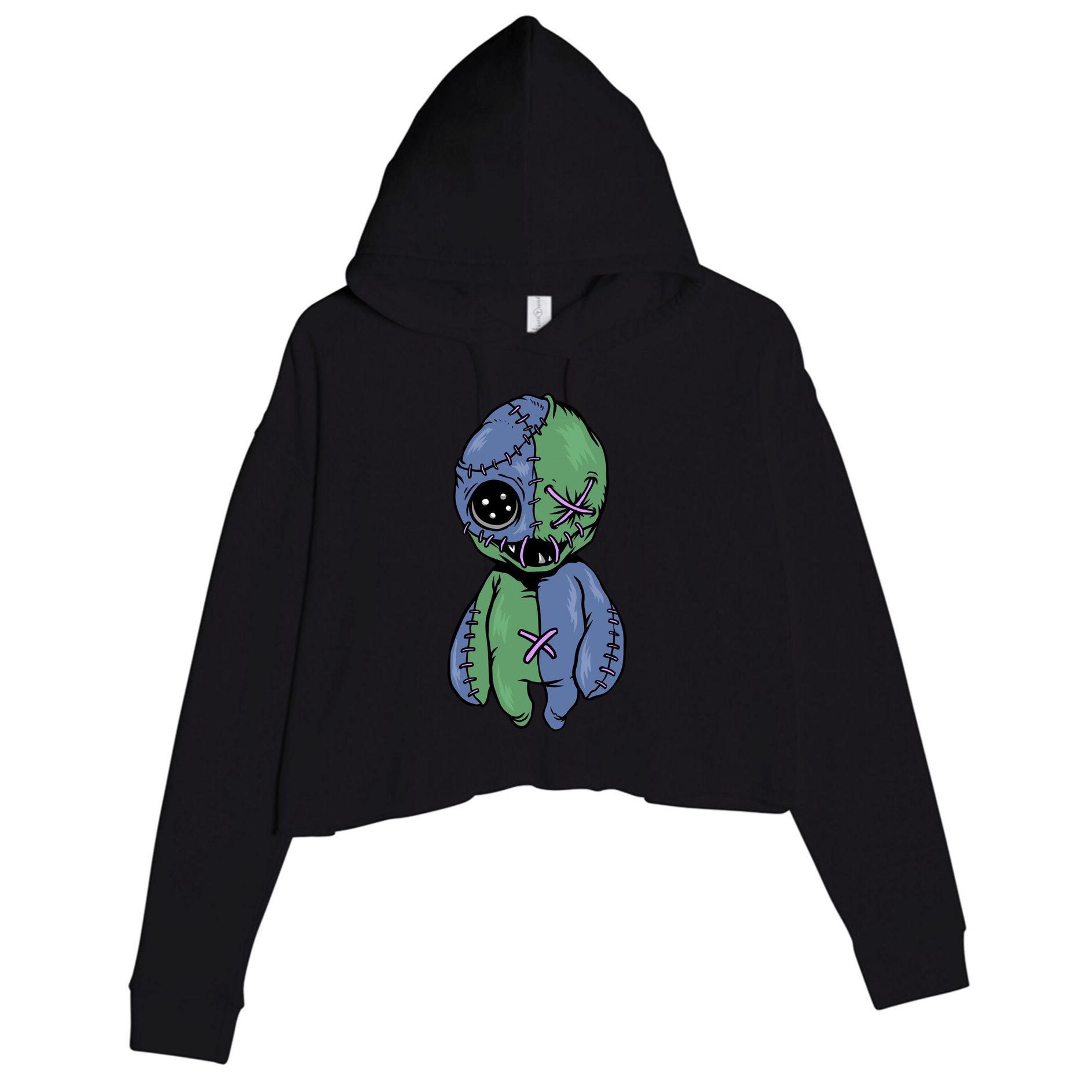 Vodoo Doll Funny Creepy Crop Fleece Hoodie