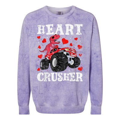 Valentines Day Funny Dinosaur Monster Truck 100 day Colorblast Crewneck Sweatshirt