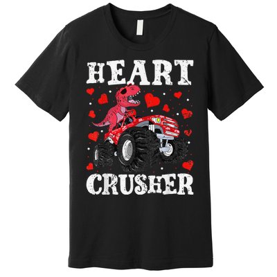 Valentines Day Funny Dinosaur Monster Truck 100 day Premium T-Shirt