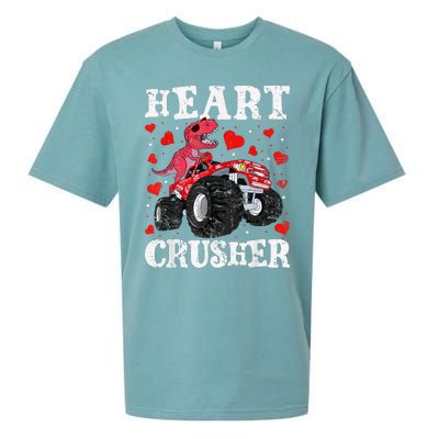 Valentines Day Funny Dinosaur Monster Truck 100 day Sueded Cloud Jersey T-Shirt