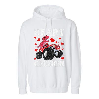 Valentines Day Funny Dinosaur Monster Truck 100 day Garment-Dyed Fleece Hoodie