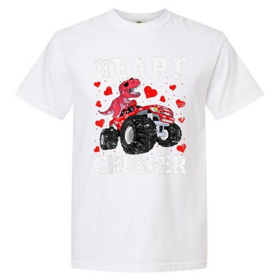 Valentines Day Funny Dinosaur Monster Truck 100 day Garment-Dyed Heavyweight T-Shirt