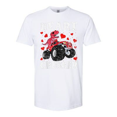 Valentines Day Funny Dinosaur Monster Truck 100 day Softstyle CVC T-Shirt