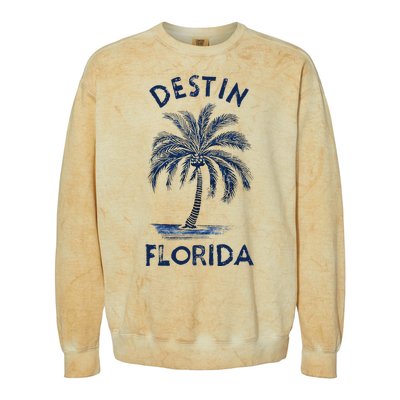 Vintage Destin Florida Palm Tree Fl Retro Colorblast Crewneck Sweatshirt