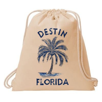 Vintage Destin Florida Palm Tree Fl Retro Drawstring Bag