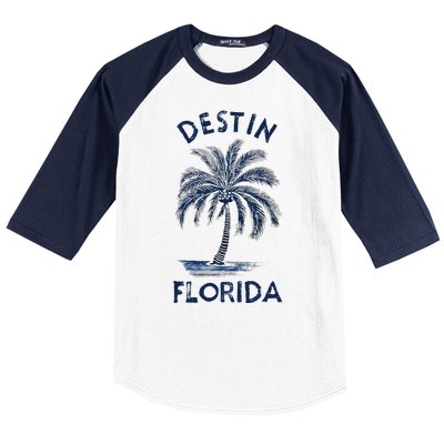 Vintage Destin Florida Palm Tree Fl Retro Baseball Sleeve Shirt