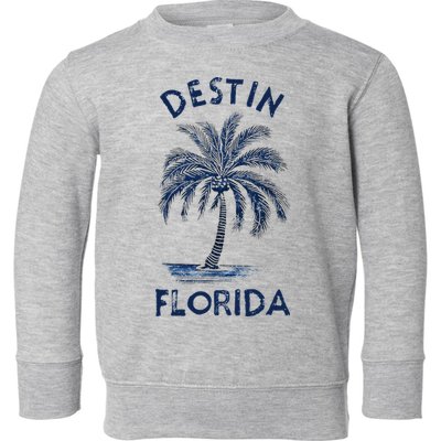 Vintage Destin Florida Palm Tree Fl Retro Toddler Sweatshirt