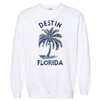 Vintage Destin Florida Palm Tree Fl Retro Garment-Dyed Sweatshirt