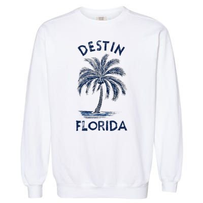 Vintage Destin Florida Palm Tree Fl Retro Garment-Dyed Sweatshirt