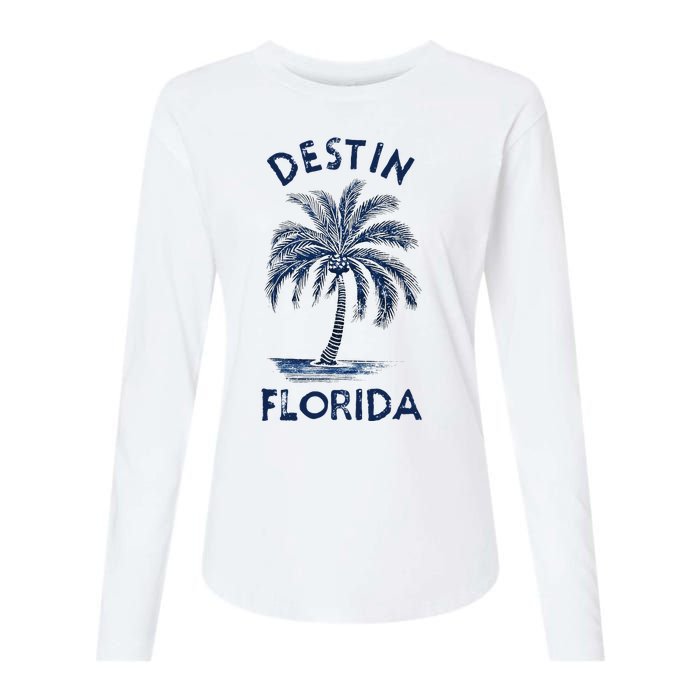 Vintage Destin Florida Palm Tree Fl Retro Womens Cotton Relaxed Long Sleeve T-Shirt