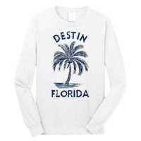 Vintage Destin Florida Palm Tree Fl Retro Long Sleeve Shirt