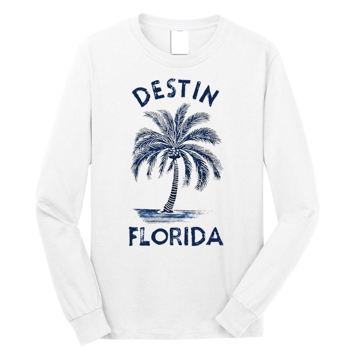 Vintage Destin Florida Palm Tree Fl Retro Long Sleeve Shirt