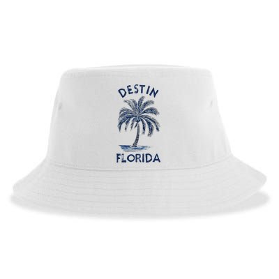 Vintage Destin Florida Palm Tree Fl Retro Sustainable Bucket Hat