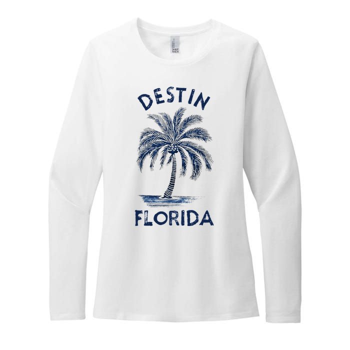 Vintage Destin Florida Palm Tree Fl Retro Womens CVC Long Sleeve Shirt