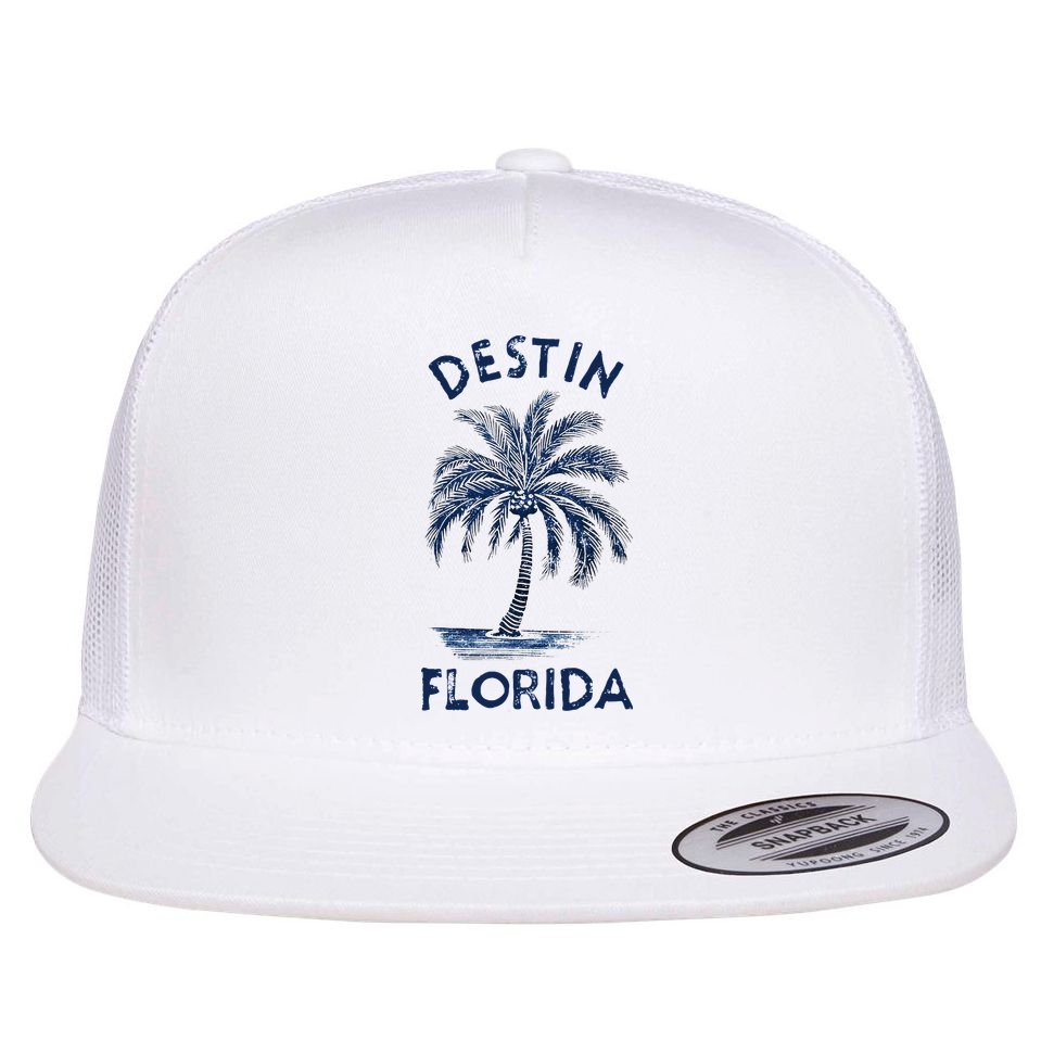 Vintage Destin Florida Palm Tree Fl Retro Flat Bill Trucker Hat