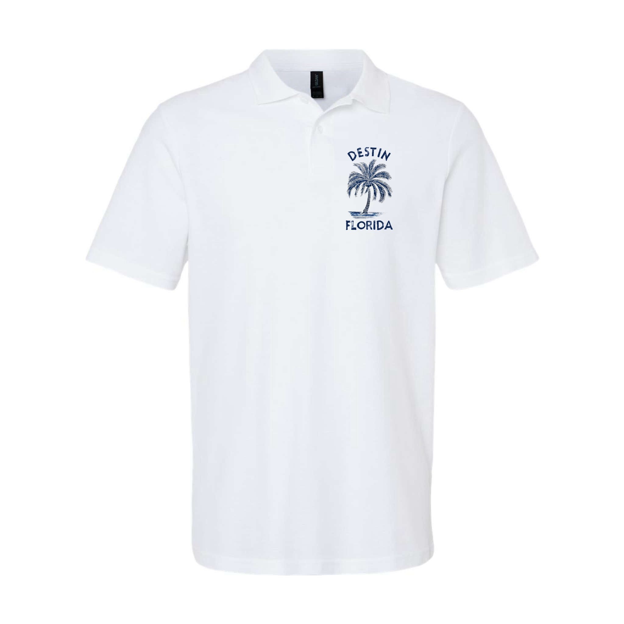 Vintage Destin Florida Palm Tree Fl Retro Polo