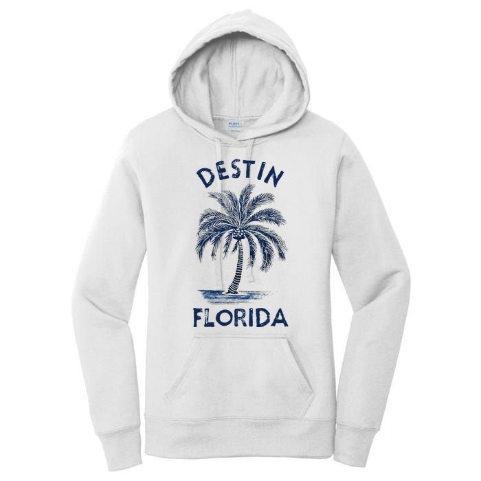 Vintage Destin Florida Palm Tree Fl Retro Women's Pullover Hoodie