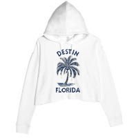 Vintage Destin Florida Palm Tree Fl Retro Crop Fleece Hoodie