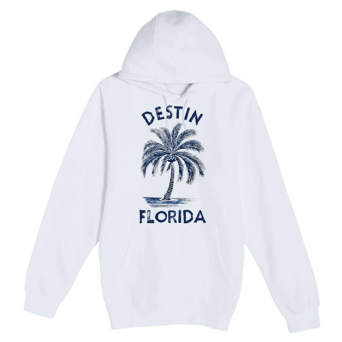 Vintage Destin Florida Palm Tree Fl Retro Premium Pullover Hoodie