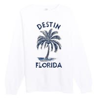 Vintage Destin Florida Palm Tree Fl Retro Premium Crewneck Sweatshirt