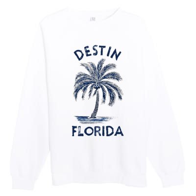 Vintage Destin Florida Palm Tree Fl Retro Premium Crewneck Sweatshirt