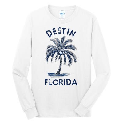 Vintage Destin Florida Palm Tree Fl Retro Tall Long Sleeve T-Shirt