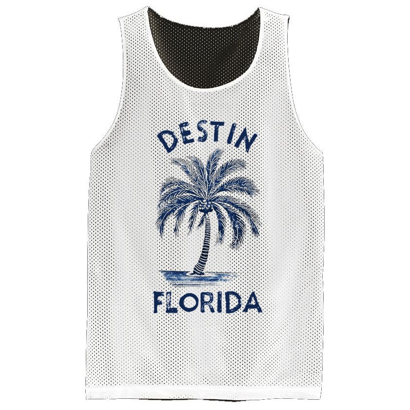 Vintage Destin Florida Palm Tree Fl Retro Mesh Reversible Basketball Jersey Tank