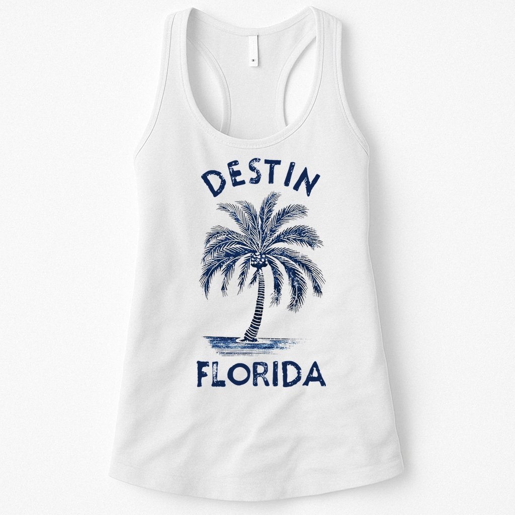 Vintage Destin Florida Palm Tree Fl Retro Womens Tank Top