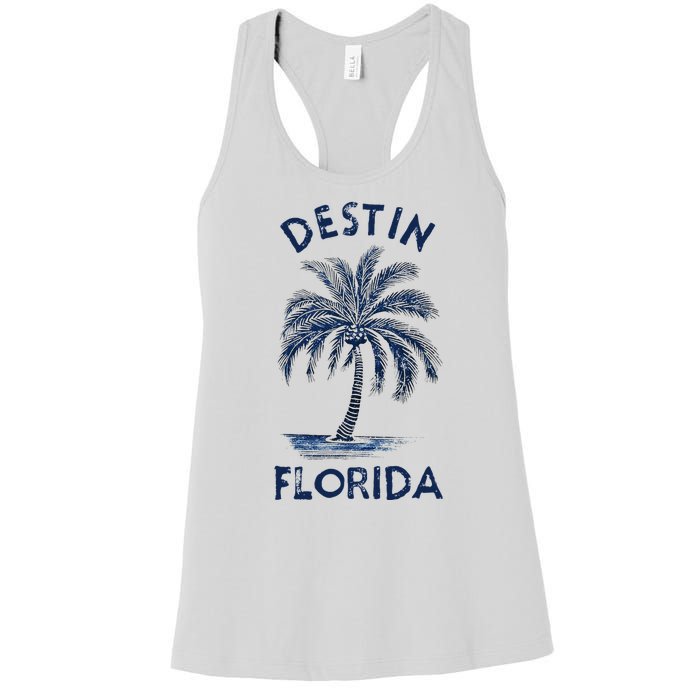 Vintage Destin Florida Palm Tree Fl Retro Women's Racerback Tank