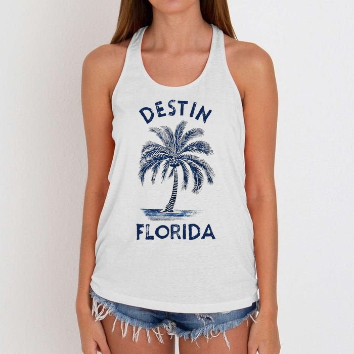 Vintage Destin Florida Palm Tree Fl Retro Women's Knotted Racerback Tank