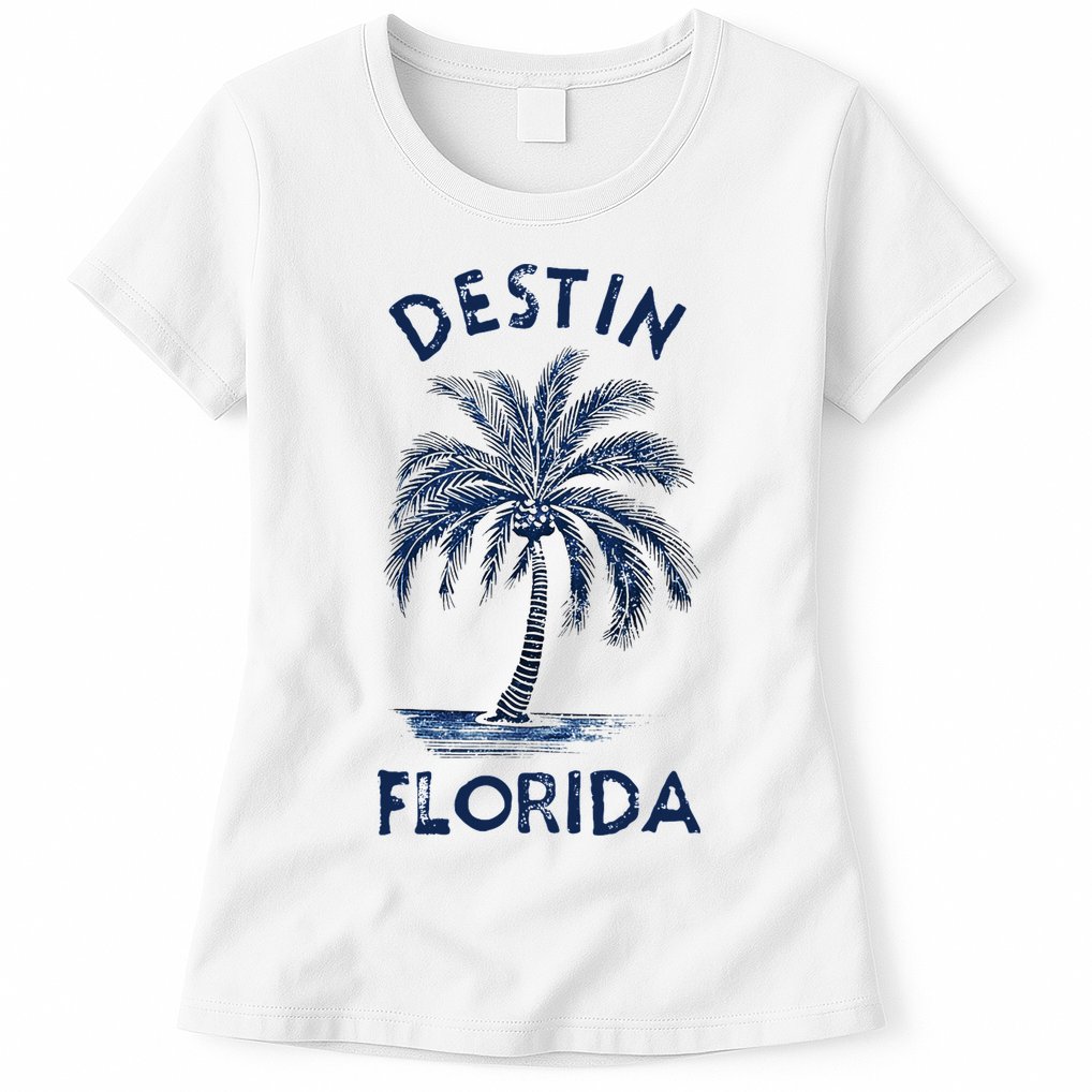 Vintage Destin Florida Palm Tree Fl Retro Womens T-Shirt