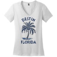 Vintage Destin Florida Palm Tree Fl Retro Women's V-Neck T-Shirt