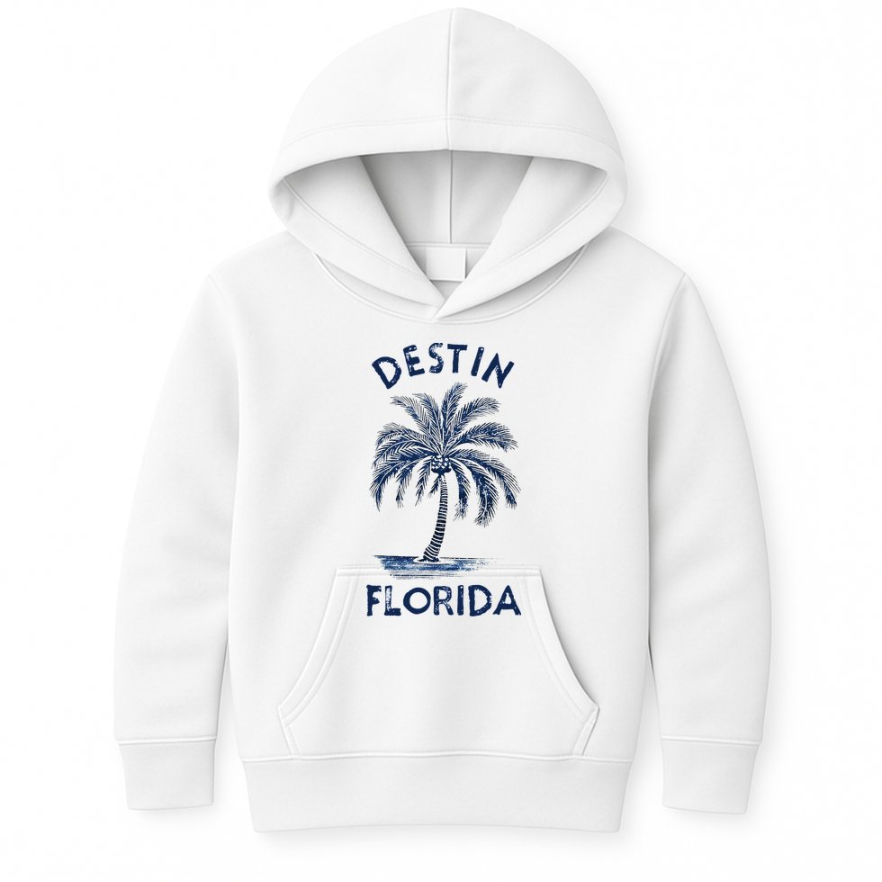 Vintage Destin Florida Palm Tree Fl Retro Kids Hoodie