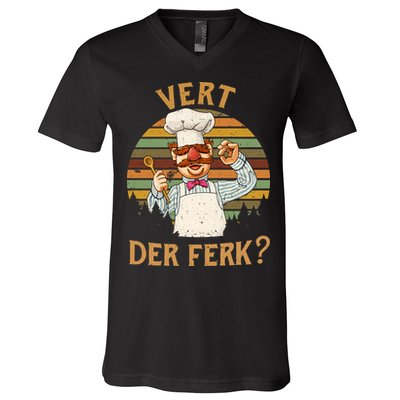 Vert Der Ferk Swedish Chef Vintage Funny V-Neck T-Shirt