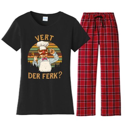 Vert Der Ferk Swedish Chef Vintage Funny Women's Flannel Pajama Set