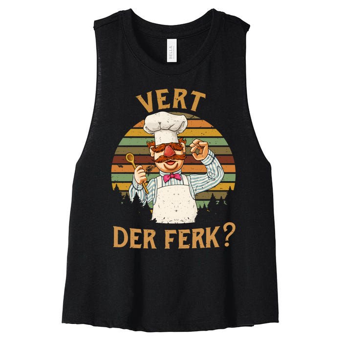 Vert Der Ferk Swedish Chef Vintage Funny Women's Racerback Cropped Tank