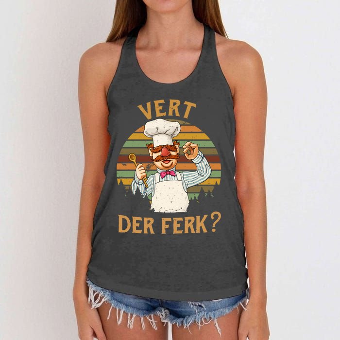 Vert Der Ferk Swedish Chef Vintage Funny Women's Knotted Racerback Tank