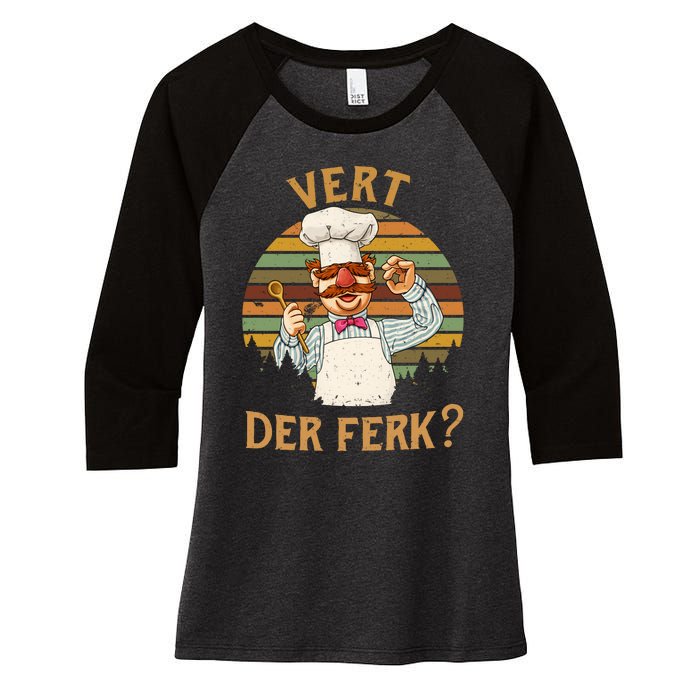 Vert Der Ferk Swedish Chef Vintage Funny Women's Tri-Blend 3/4-Sleeve Raglan Shirt