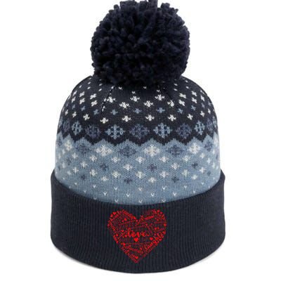 Valentines Day For Girl Cute Pink Red Heart Words The Baniff Cuffed Pom Beanie