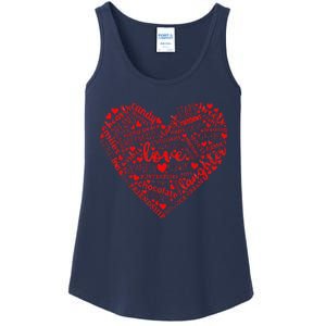 Valentines Day For Girl Cute Pink Red Heart Words Ladies Essential Tank