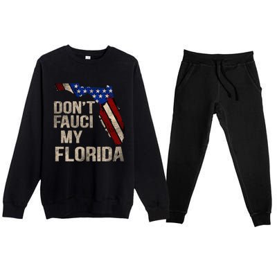 Vintage Don't Fauci My FL Flag Florida Map American Premium Crewneck Sweatsuit Set