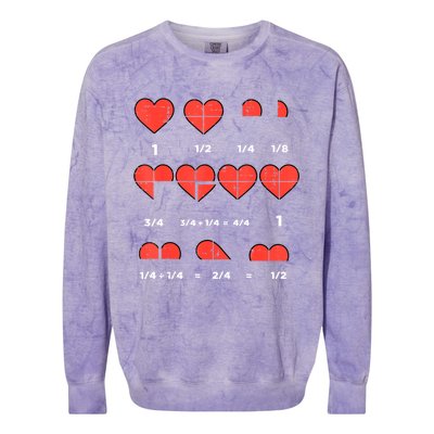 Valentines Day Fractions Heart Funny Math Teacher Colorblast Crewneck Sweatshirt