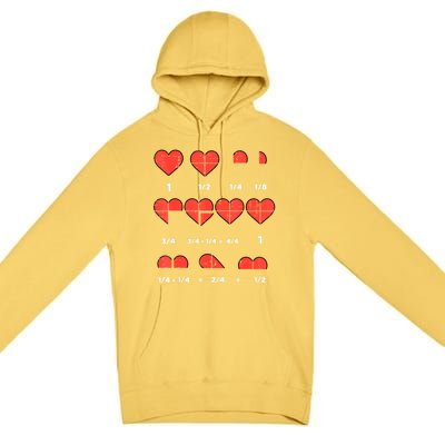 Valentines Day Fractions Heart Funny Math Teacher Premium Pullover Hoodie