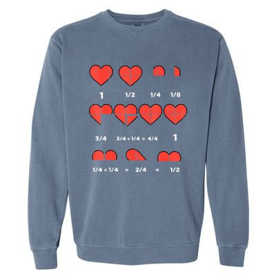 Valentines Day Fractions Heart Funny Math Teacher Garment-Dyed Sweatshirt