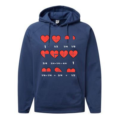 Valentines Day Fractions Heart Funny Math Teacher Performance Fleece Hoodie