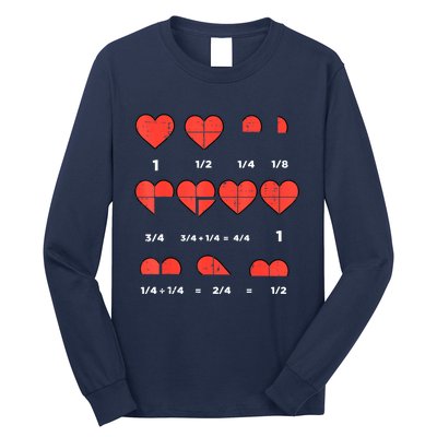 Valentines Day Fractions Heart Funny Math Teacher Long Sleeve Shirt