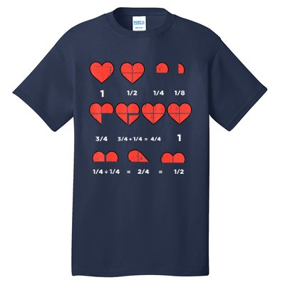 Valentines Day Fractions Heart Funny Math Teacher Tall T-Shirt