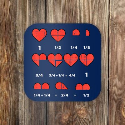 Valentines Day Fractions Heart Funny Math Teacher Coaster